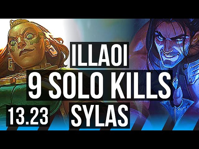 ILLAOI vs SYLAS (MID), 9 solo kills, 2200+ games, 18/2/4, 1.6M mastery, KR Master