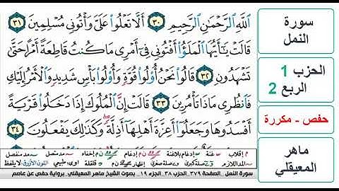 سورة النمل - الحزب 1 - الربع 2 - حفص - ماهر المعيقلي - مكررة