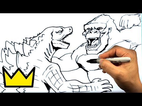 How to Draw GODZILLA vs KING KONG | Fighting