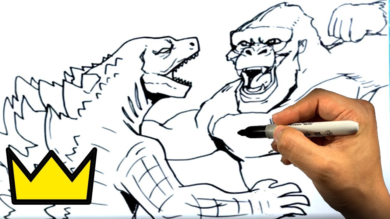 How to Draw GODZILLA vs KING KONG | Fighting