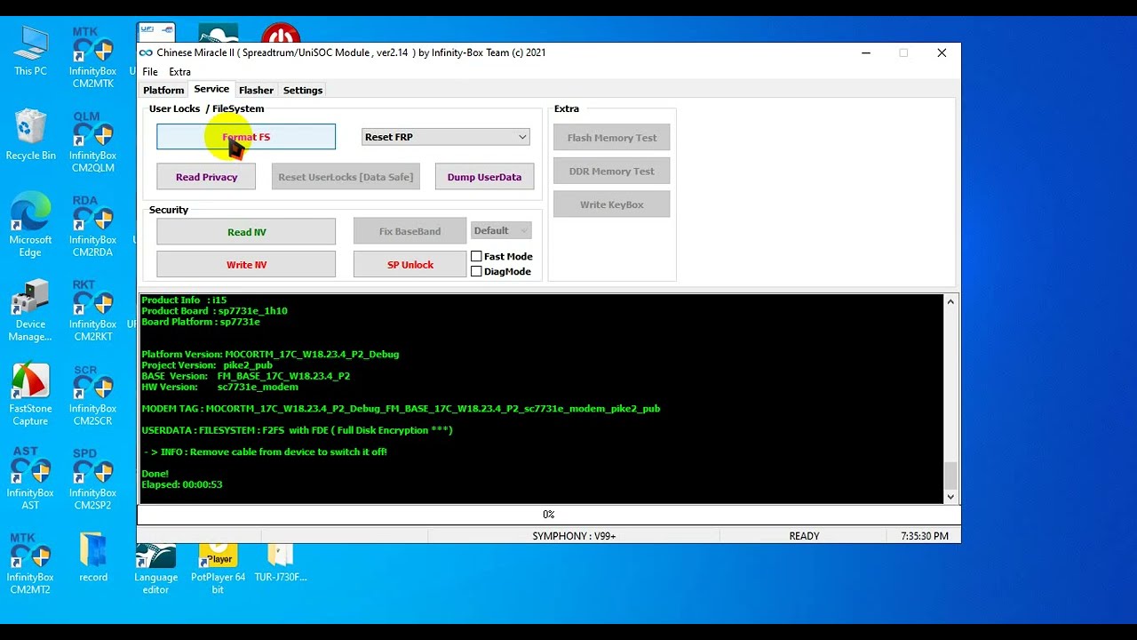 SYMPHONY I15 FRP REMOVE CM2DONGLE