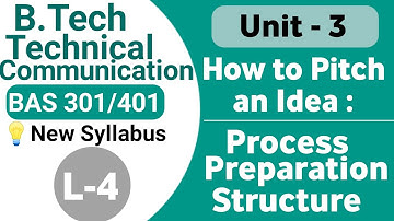 How to Pitch an Idea : Process, Preparation, Structure| L-4 | Unit - 3 | B.Tech 2nd Year BAS301/401