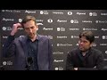 Hikaru Nakamura and Alexander Grischuk after Round 3 of the FIDE Grand Prix 2022 in Berlin