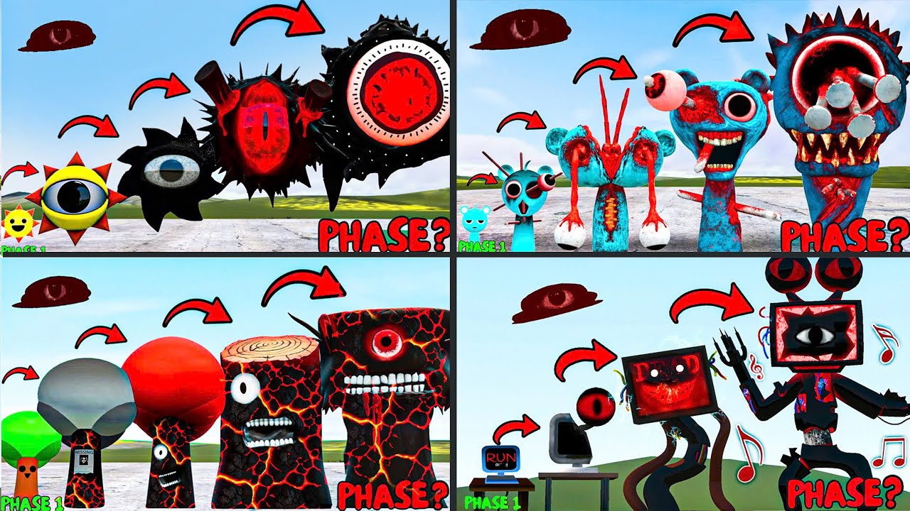 ALL PHASES OF SPRUNKI FAMILY SIZE COMPARISON [PART 3] IN GARRY'S MOD!