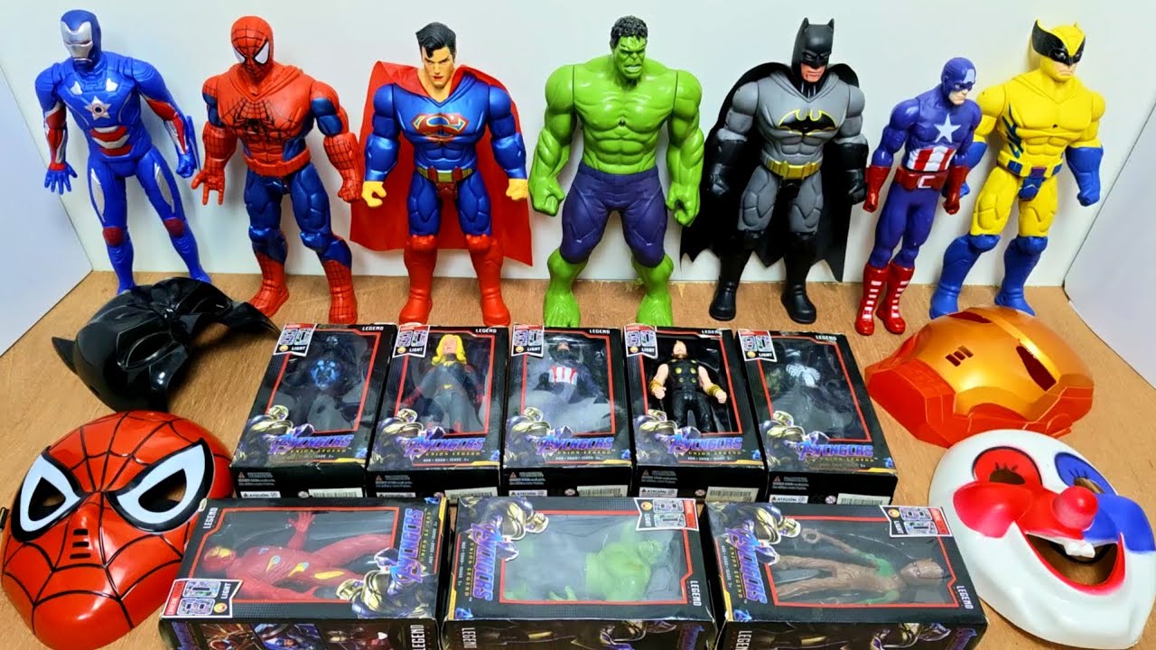 Unboxing Avengers Superhero Spider-Man, Ironman Patriot, Superman, Batman, Wolverine
