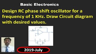 Design of RC phase shift oscillator for 1KHz