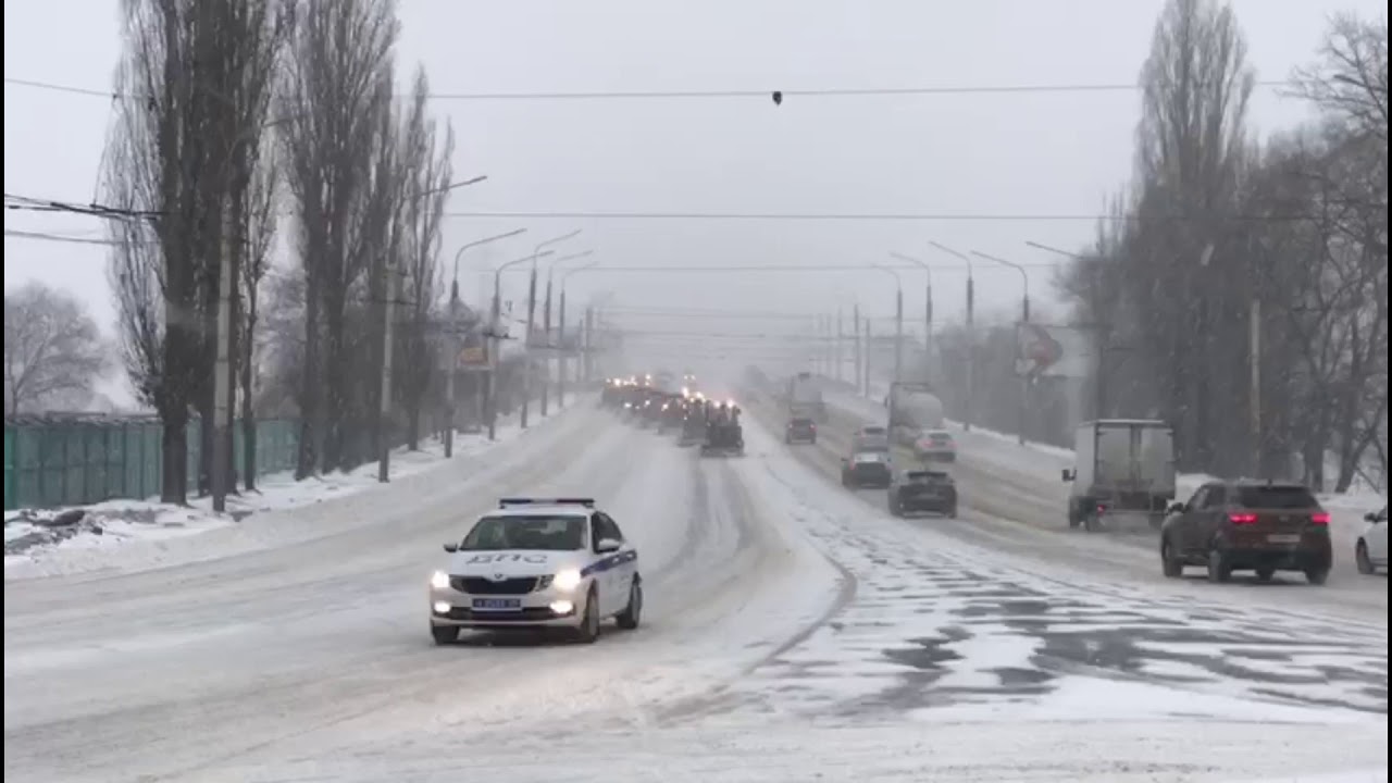 Снег город машины