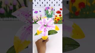 Realistic Lily from Masking Tape! 🌺 #diy #craft #flowers #satisfying  #shorts #viralshorts