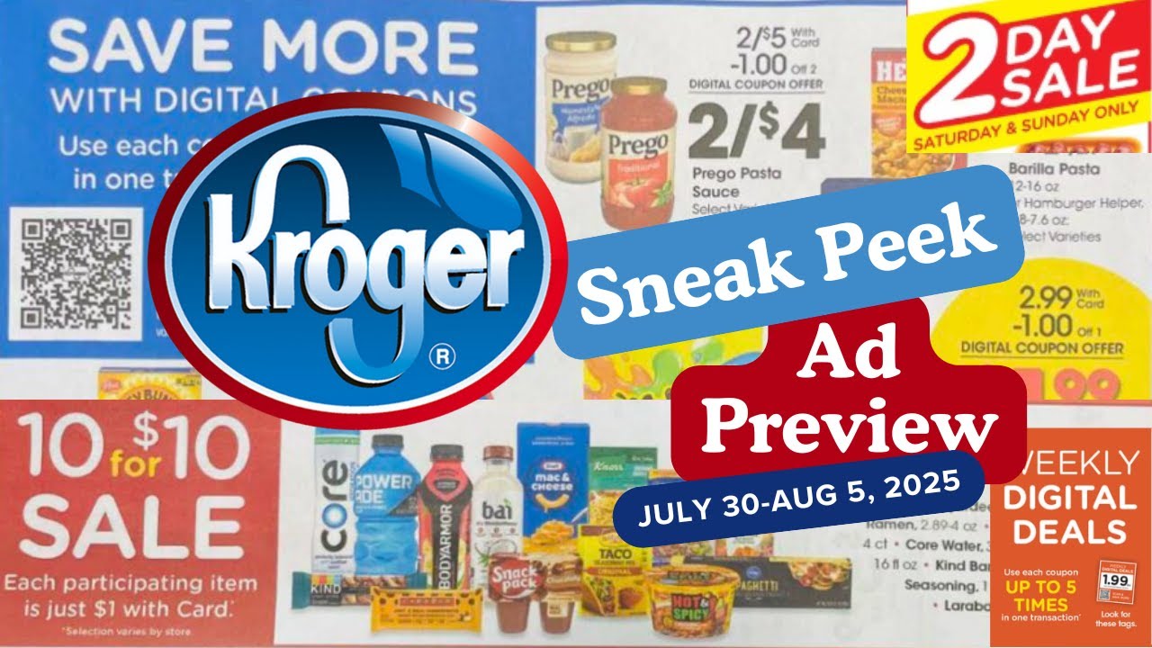 *10 for $10 Sale* Kroger SNEAK PEEK Ad Preview for 7/30-8/5 | 5x