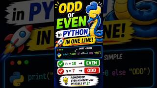 👉 1 Line Python Trick 😱 | Odd or Even Check in Seconds 🐍 #shorts