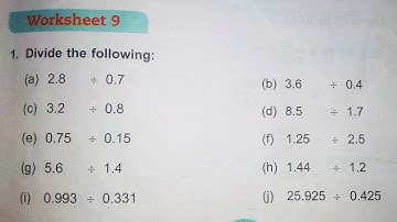 Dav Class 5 Math Unit 7 Worksheet 9 | Multiplication & Division Of Decimals || @madhubanclasses
