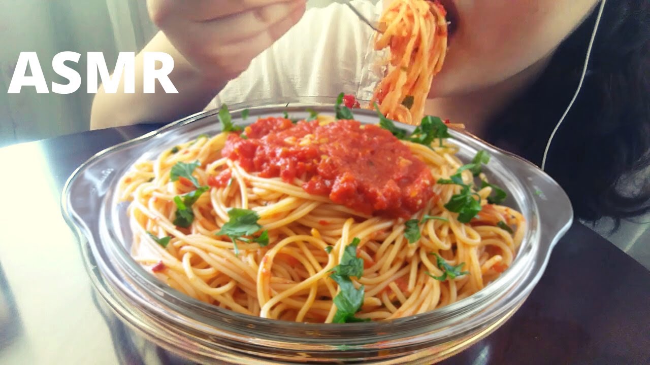 ASMR BIG BITES | TOMATO SPAGHETTI (MESSY EATING) NO TALKING MUKBANG