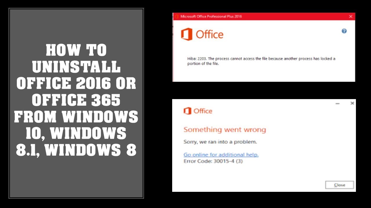 How to uninstall office 2016 Office 365 on windows 10 windows 8 Computer -  YouTube