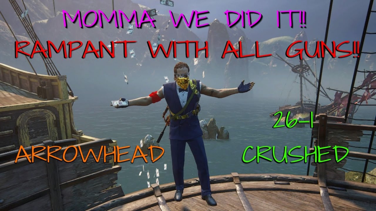 Uncharted 4 Multiplayer - RAMPANT WITH ALL GUNS...DONE!! - Arrowhead AC3 - 26-1 - BOOM!! - RTRWAG