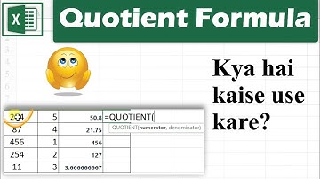 Quotient formula kya hai excel me Quotient formula kaise use kare excel sheet me kya hai tarika?