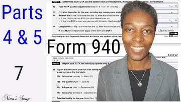 7 - Part 4 to 5 Line 12 to 17 - How to Complete 2020 Form 940 FUTA Tax Return