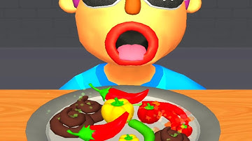 ASMR Hot chili! #9 Very satisfying and Relaxing ASMR slicing game