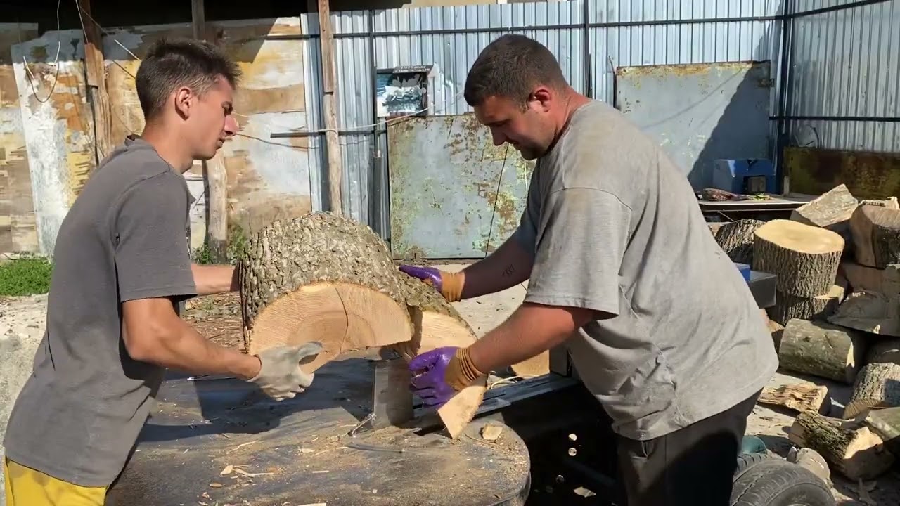 BRUTAL Log Splitting | Giant Oak Stumps Destroyed