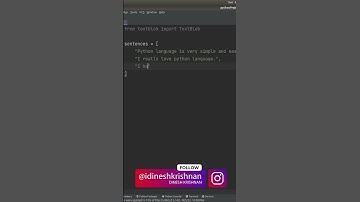 Sentiment Analysis In Python | Dinesh Krishnan | Minute Code #shorts #code #python #programming