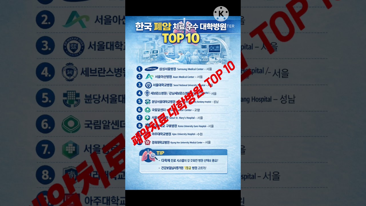 폐암 치료 TOP10 대학병원   