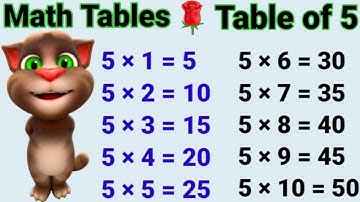 Learn Multiplication Table of Five 5 x 1 = 5,Times Tables Practice, Table of 5 #mathtabletv