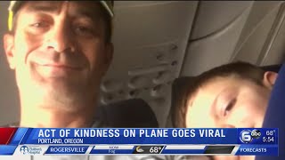 Man’s act of kindness towards boy with autism alone on flight goes viral