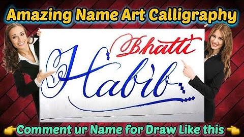 Habib Bhatti Name Signature Calligraphy Status | How to Draw, Cursive Calligraphy with Cut Marker