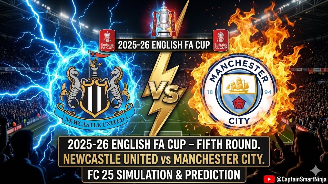 2026 ENGLISH FA CUP – FIFTH ROUND. NEWCASTLE UNITED VS MANCHESTER CITY. FC 25 SIMULATION.