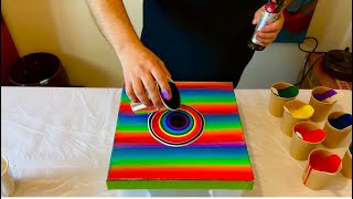UNIQUE Rainbow 🌈 DRY Dutch Pour - SURPRISING center / Fluid Art Paint Pour Canvas Tutorial