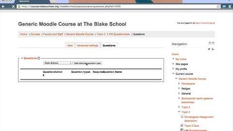 Moodle Questionnaire - Part 2: Adding Questions