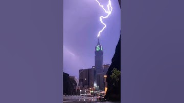 Lightning Strike Mecca Clock Tower #mecca #clocktower #saudiarabia