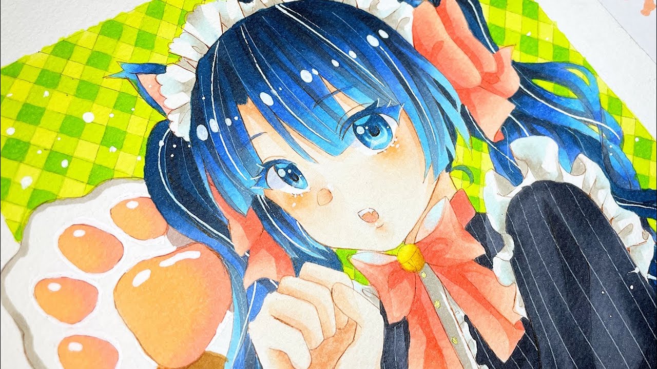 猫耳メイド イラストメイキング - YouTube