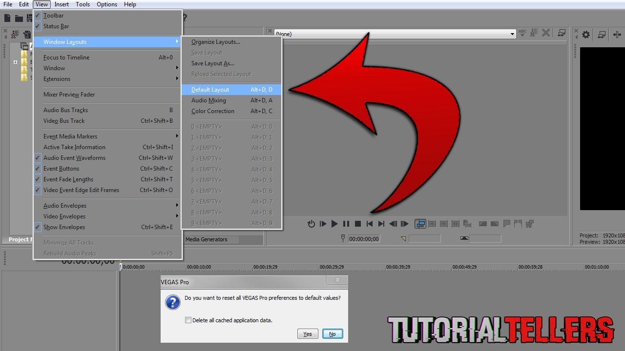 How to Reset Sony Vegas Pro to Default Layout/Settings