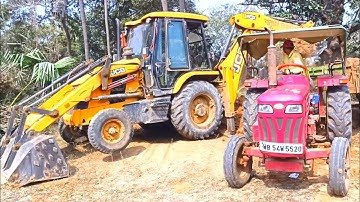 Jcb 3dx Backhoe Loader Machine Loading Red Mud In Mahindra 475 DI Tractor | Jcb Video