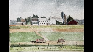 EXTREME BEGINNERS 5 X 7 Landscape Farm Painting in Watercolor with Chris Petri