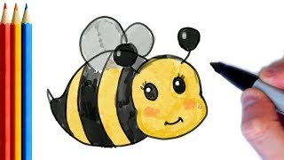 (fast-version) How to Draw Simple Bee | Step by Step Tutorial For Kids