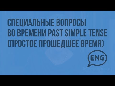 Специальные вопросы во времени Past Simple Tense (простое прошедшее время). Видеоурок по английскому