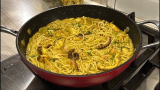 Coconut Curry Octopus Pasta 