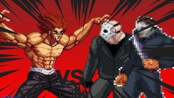 yujiro hanma vs Michael Myers & Jason Voorhees|baki| (stick nodes sprite Animation) |Parody|