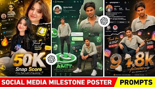 Trending Social Media Profile Photo Editing | Instagram Milestone Poster Editing | chatGPT Prompt 