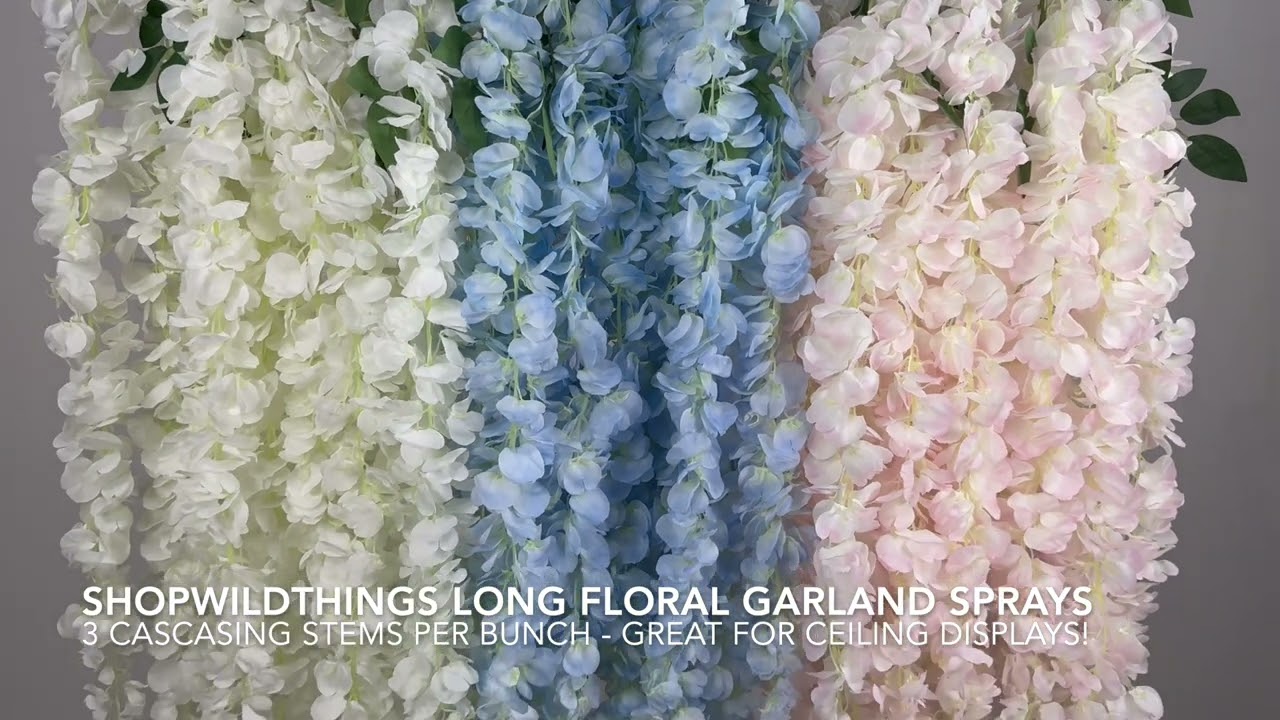 ZEBMOON Confezione da 24 fiori artificiali da appendere a forma di glicine verde, bianco, 1,9 m, per decorare la stanza dei matrimoni, per esterni, patio, giardino, decorazione