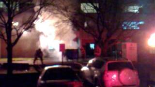 Garbage bin on fire at 6020 Bathurst St.