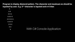 Write a program to display pattern  The character and maximum no should be inputted by user with C#