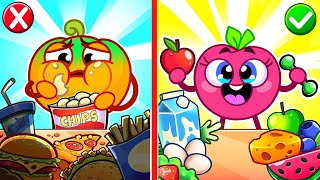 Healthy Food vs Junk Food Song 🍔🥗 | Kids Cartoons and Nursery Rhymes Baby Avocado