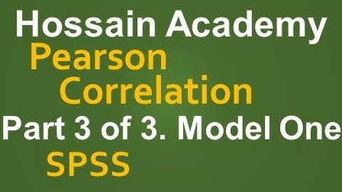 Pearson Correlation. Part 3 of 3. Model One. SPSS