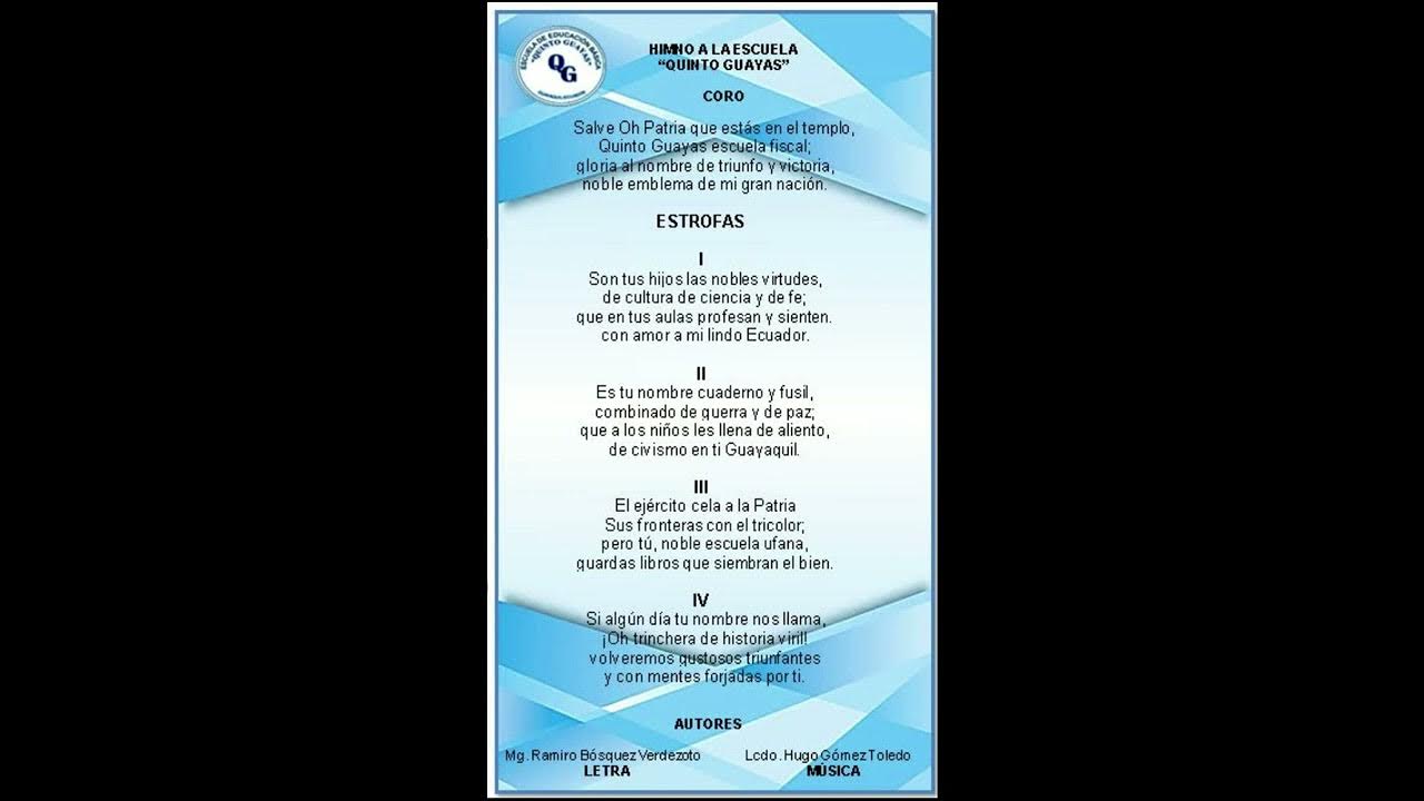Himno Escuela Quinto Guayas YouTube