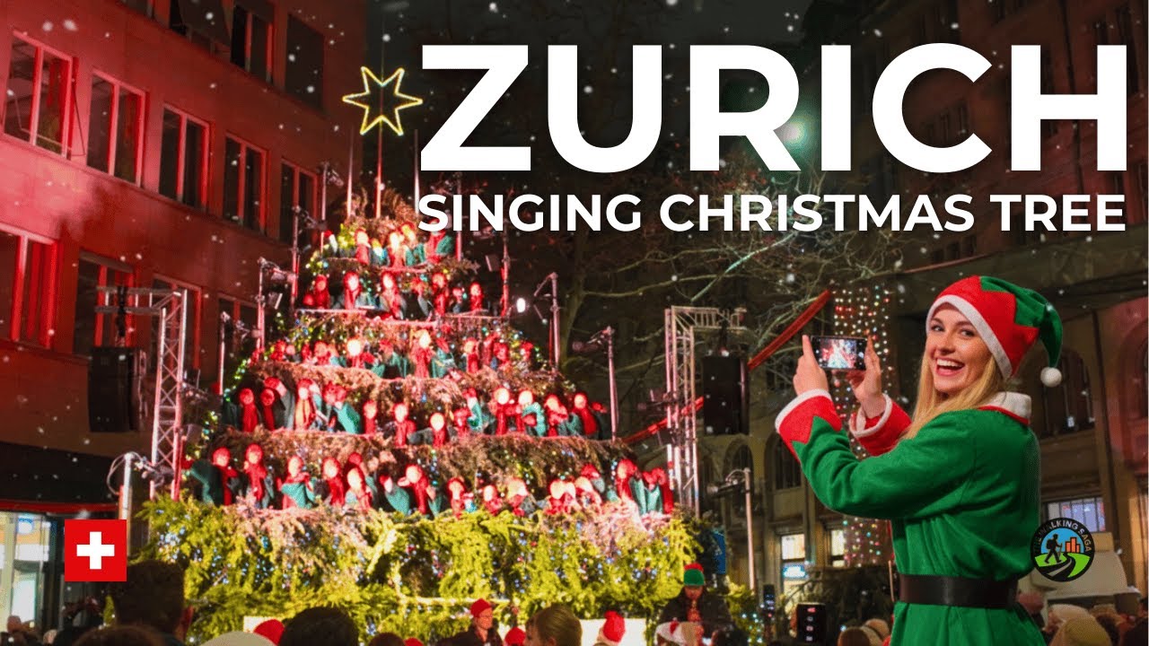 🇨🇭 Zurich Walk 4K – Bahnhofstrasse & Zurich’s Famous Singing Christmas Tree