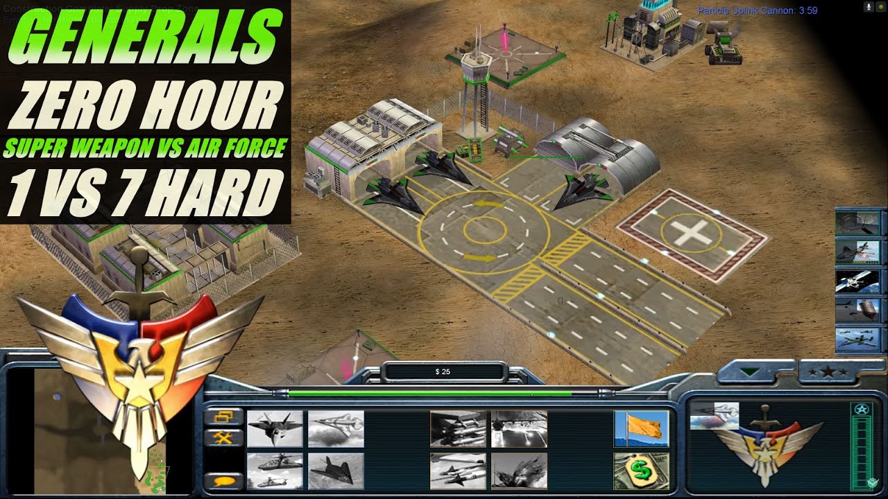 C&C Generals Zero Hour 1 vs 7 Hard armies USA Super Weapon VS USA Air force ( Twilight Flame )
