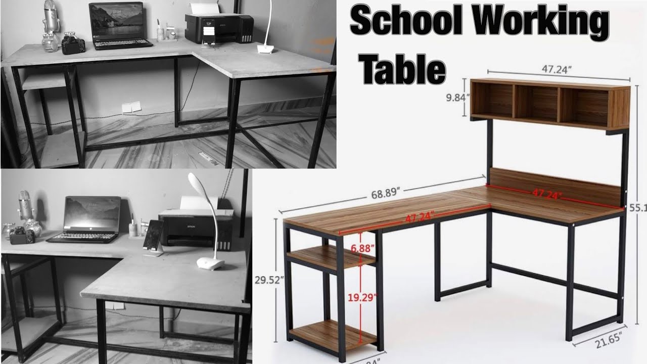 Metal and wood office table/metal wood table ideas/simple office table ...