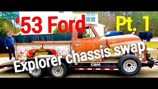 1953 Ford F250 gets a Ford explorer chassis swap. Part 1